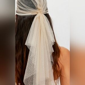 Free People Sheer Cream Hair Scarf